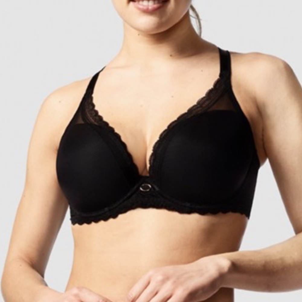 🆕 NWOT Chantelle Parisian Allure Plunge T-Shirt Bra in Black Size 34D
